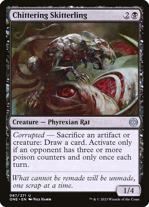 Corrupted — Sacrifice an artifact or creature: Draw a card. Activate only if an opponent has three or more poison counters and only once each turn.