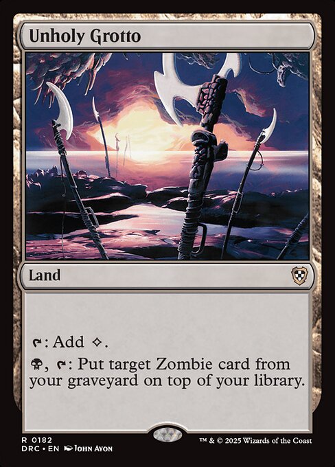 {T}: Add {C}.
{B}, {T}: Put target Zombie card from your graveyard on top of your library.