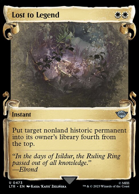 Put target nonland historic permanent into its owner's library fourth from the top. (Artifacts, legendaries, and Sagas are historic.)