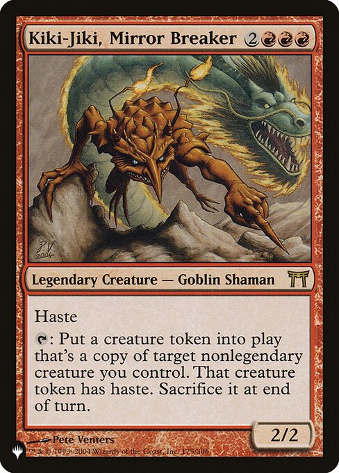 Haste
{T}: Create a token that's a copy of target nonlegendary creature you control, except it has haste. Sacrifice it at the beginning of the next end step.