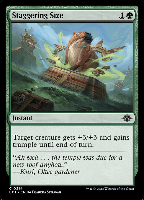 Target creature gets +3/+3 and gains trample until end of turn.