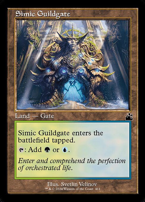 Simic Guildgate enters the battlefield tapped.
{T}: Add {G} or {U}.