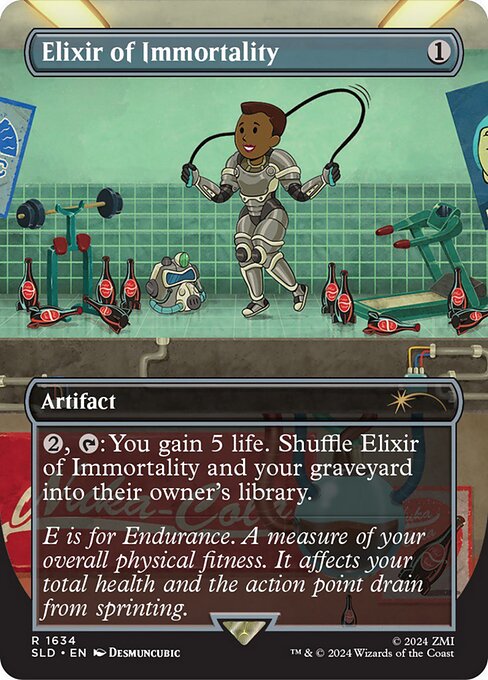 {2}, {T}: You gain 5 life. Shuffle Elixir of Immortality and your graveyard into their owner's library.