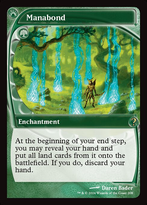 At the beginning of your end step, you may reveal your hand and put all land cards from it onto the battlefield. If you do, discard your hand.