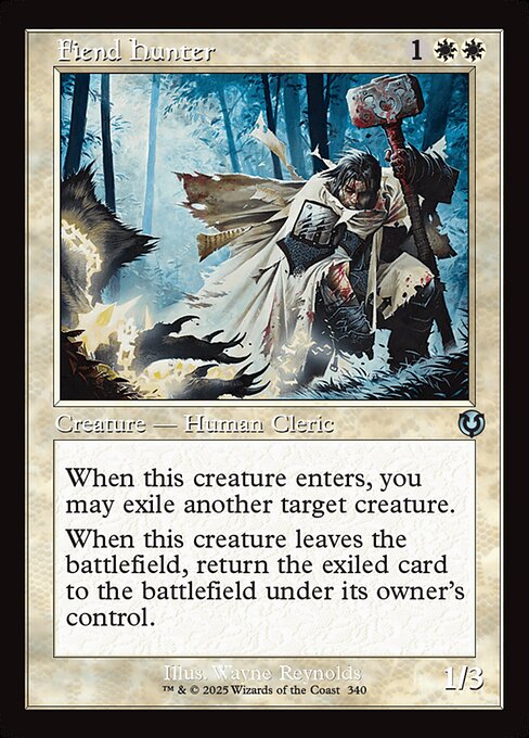 When this creature enters, you may exile another target creature.
When this creature leaves the battlefield, return the exiled card to the battlefield under its owner's control.
