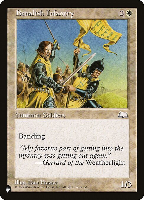 Banding (Any creatures with banding, and up to one without, can attack in a band. Bands are blocked as a group. If any creatures with banding you control are blocking or being blocked by a creature, you divide that creature's combat damage, not its controller, among any of the creatures it's being blocked by or is blocking.)