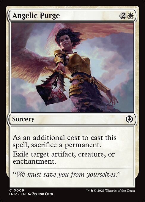 As an additional cost to cast this spell, sacrifice a permanent.
Exile target artifact, creature, or enchantment.