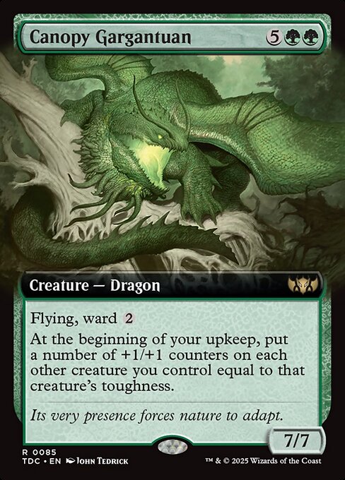 Flying, ward {2}
At the beginning of your upkeep, put a number of +1/+1 counters on each other creature you control equal to that creature's toughness.