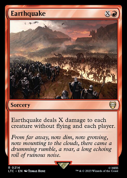 Earthquake deals X damage to each creature without flying and each player.