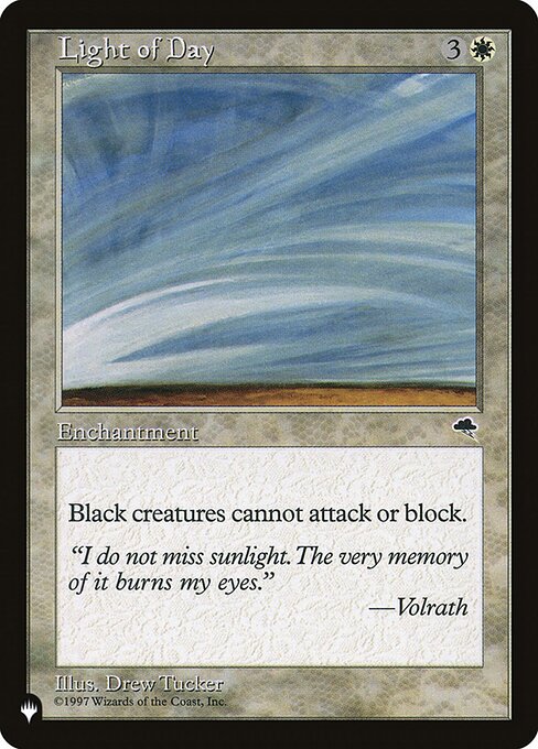 Black creatures can't attack or block.