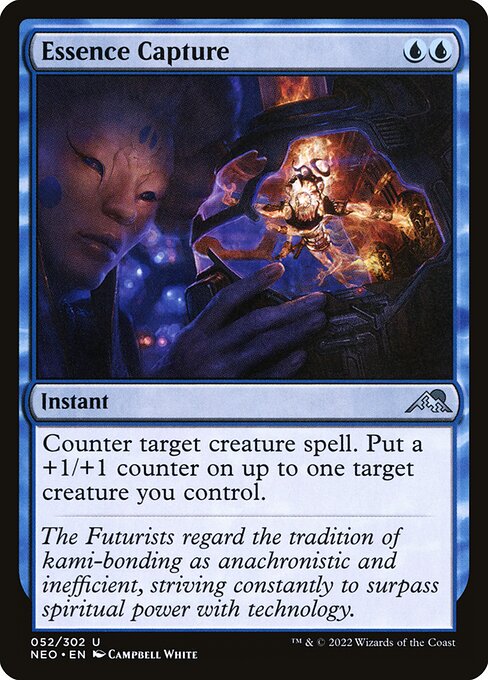 Counter target creature spell. Put a +1/+1 counter on up to one target creature you control.