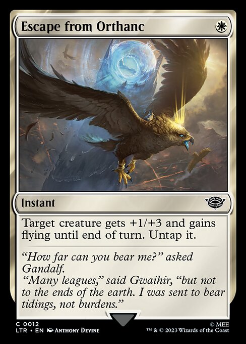 Target creature gets +1/+3 and gains flying until end of turn. Untap it.