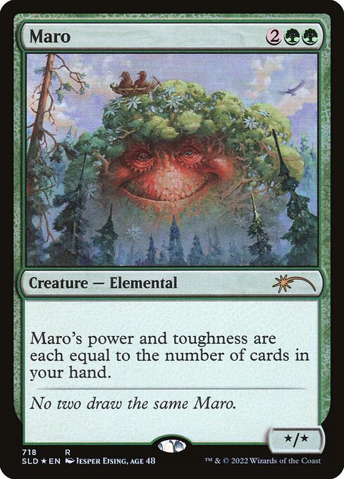 Maro's power and toughness are each equal to the number of cards in your hand.
