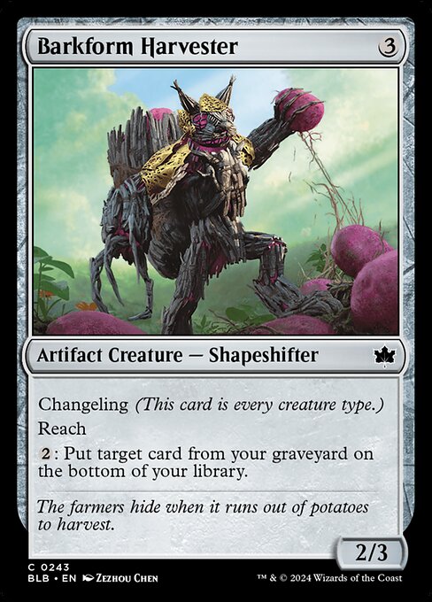 Changeling (This card is every creature type.)
Reach
{2}: Put target card from your graveyard on the bottom of your library.