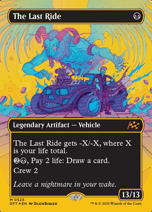 The Last Ride gets -X/-X, where X is your life total.
{2}{B}, Pay 2 life: Draw a card.
Crew 2