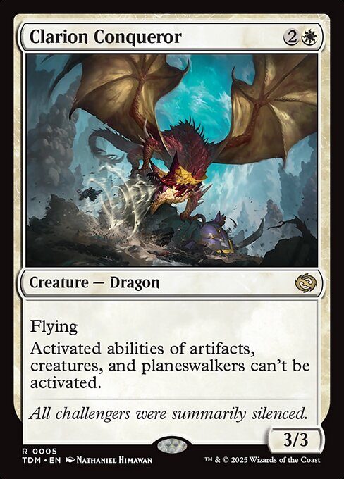 Flying
Activated abilities of artifacts, creatures, and planeswalkers can't be activated.
