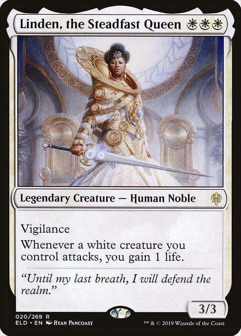 Vigilance
Whenever a white creature you control attacks, you gain 1 life.