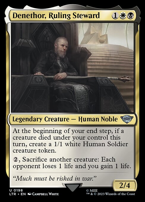 At the beginning of your end step, if a creature died under your control this turn, create a 1/1 white Human Soldier creature token.
{2}, Sacrifice another creature: Each opponent loses 1 life and you gain 1 life.