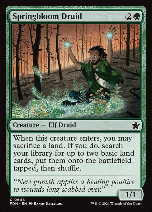 When this creature enters, you may sacrifice a land. If you do, search your library for up to two basic land cards, put them onto the battlefield tapped, then shuffle.