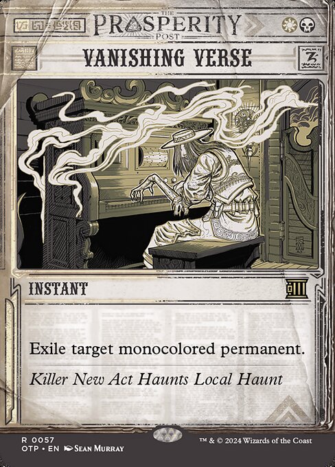Exile target monocolored permanent.
