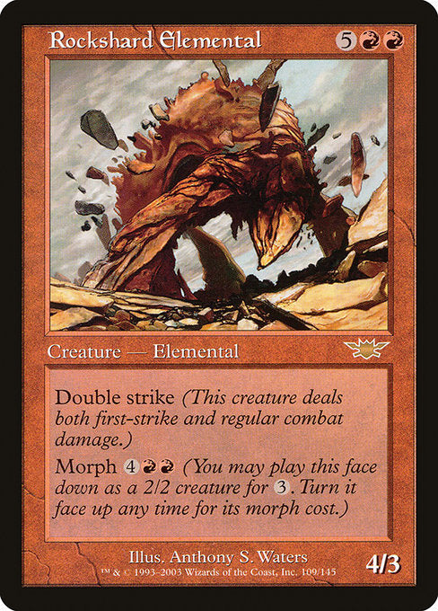 Double strike (This creature deals both first-strike and regular combat damage.)
Morph {4}{R}{R} (You may cast this card face down as a 2/2 creature for {3}. Turn it face up any time for its morph cost.)