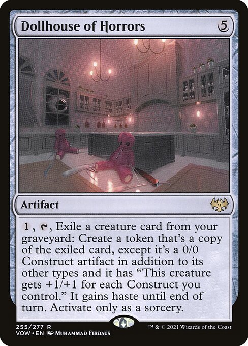 {1}, {T}, Exile a creature card from your graveyard: Create a token that's a copy of the exiled card, except it's a 0/0 Construct artifact in addition to its other types and it has "This creature gets +1/+1 for each Construct you control." It gains haste until end of turn. Activate only as a sorcery.