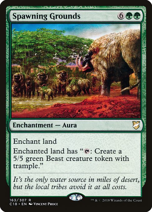 Enchant land
Enchanted land has "{T}: Create a 5/5 green Beast creature token with trample."