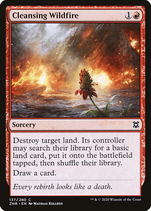 Destroy target land. Its controller may search their library for a basic land card, put it onto the battlefield tapped, then shuffle.
Draw a card.
