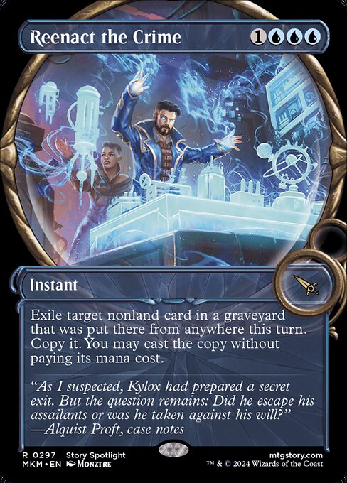 Exile target nonland card in a graveyard that was put there from anywhere this turn. Copy it. You may cast the copy without paying its mana cost.