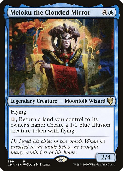Flying
{1}, Return a land you control to its owner's hand: Create a 1/1 blue Illusion creature token with flying.