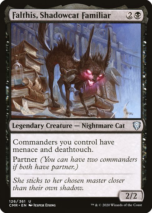 Commanders you control have menace and deathtouch.
Partner (You can have two commanders if both have partner.)
