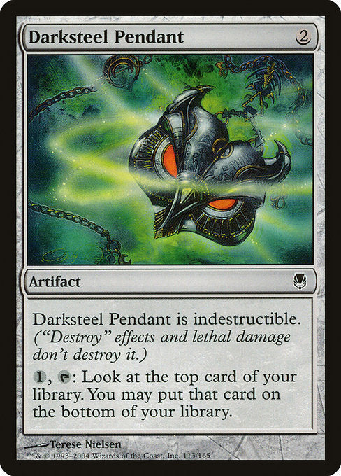 Indestructible (Effects that say "destroy" don't destroy this artifact.)
{1}, {T}: Scry 1. (Look at the top card of your library. You may put that card on the bottom of your library.)