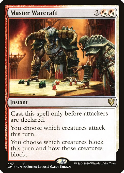 Cast this spell only before attackers are declared.
You choose which creatures attack this turn.
You choose which creatures block this turn and how those creatures block.