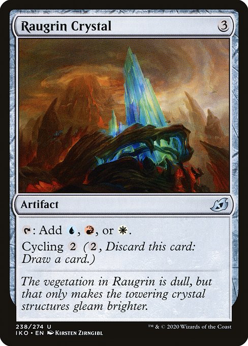 {T}: Add {U}, {R}, or {W}.
Cycling {2} ({2}, Discard this card: Draw a card.)
