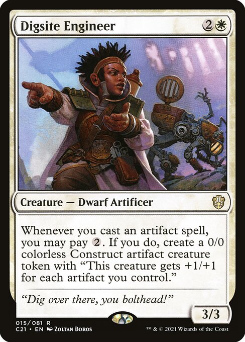 Whenever you cast an artifact spell, you may pay {2}. If you do, create a 0/0 colorless Construct artifact creature token with "This creature gets +1/+1 for each artifact you control."