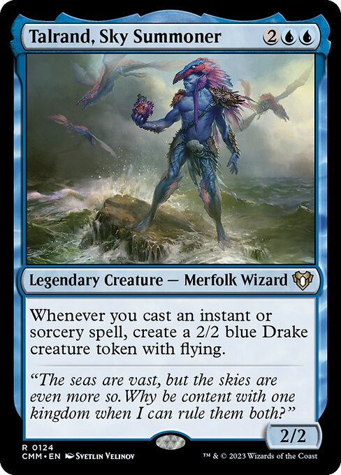 Whenever you cast an instant or sorcery spell, create a 2/2 blue Drake creature token with flying.