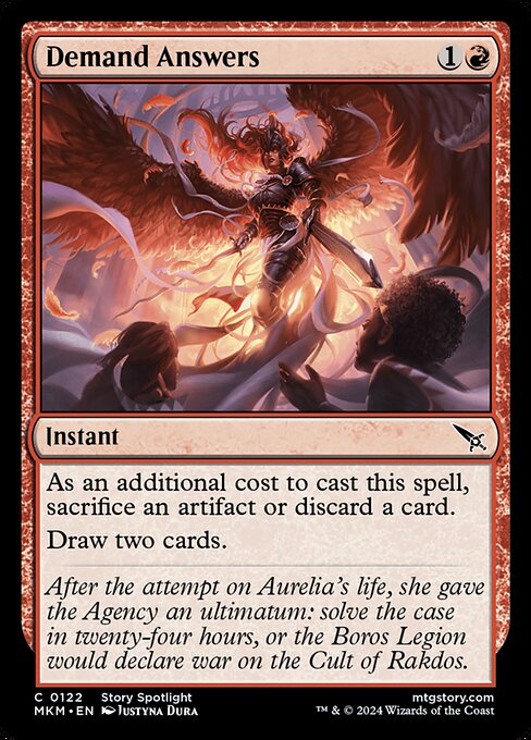 As an additional cost to cast this spell, sacrifice an artifact or discard a card.
Draw two cards.