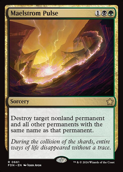Destroy target nonland permanent and all other permanents with the same name as that permanent.