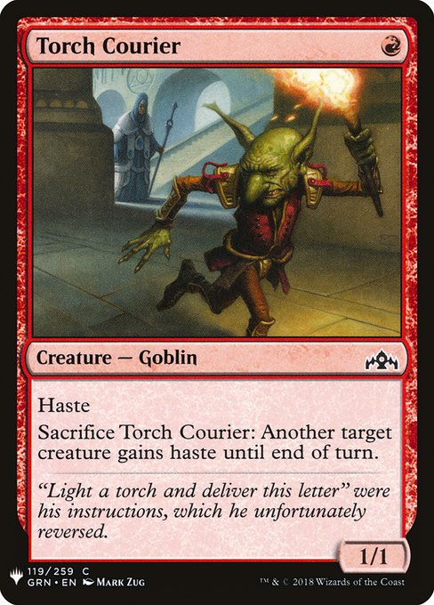 Haste
Sacrifice Torch Courier: Another target creature gains haste until end of turn.