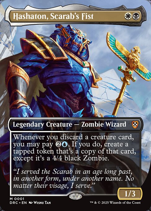 Whenever you discard a creature card, you may pay {2}{U}. If you do, create a tapped token that's a copy of that card, except it's a 4/4 black Zombie.