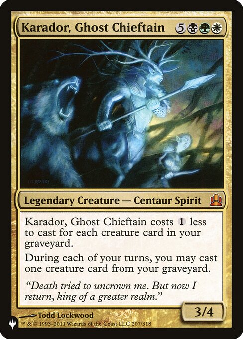 This spell costs {1} less to cast for each creature card in your graveyard.
Once during each of your turns, you may cast a creature spell from your graveyard.