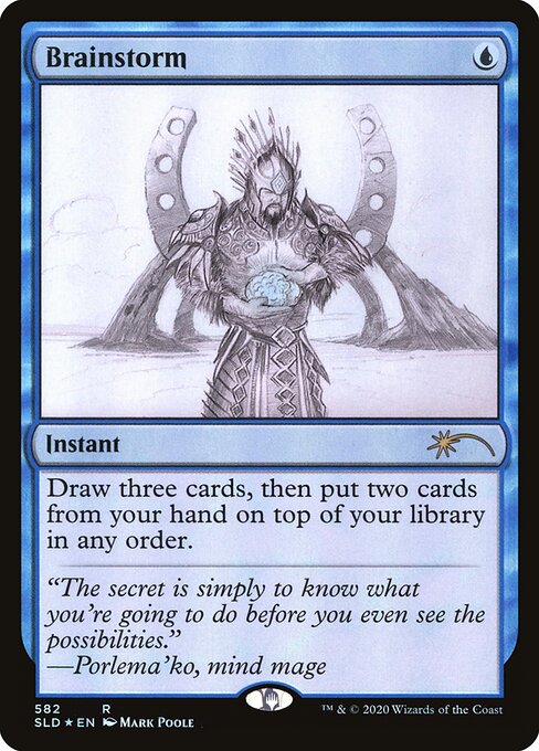 Draw three cards, then put two cards from your hand on top of your library in any order.