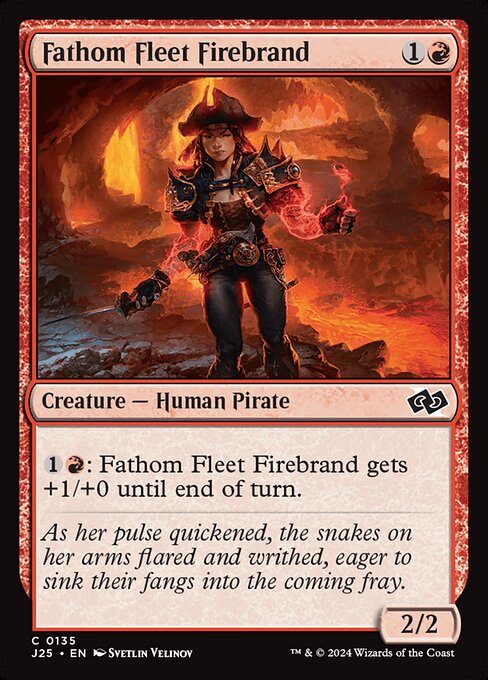 {1}{R}: Fathom Fleet Firebrand gets +1/+0 until end of turn.