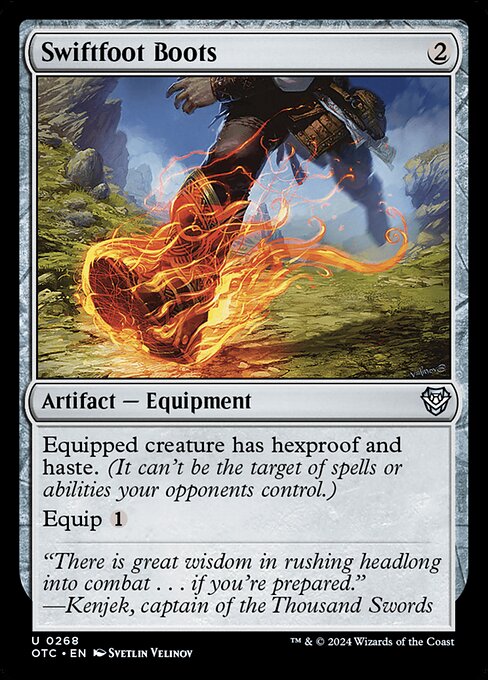 Equipped creature has hexproof and haste. (It can't be the target of spells or abilities your opponents control.)
Equip {1}