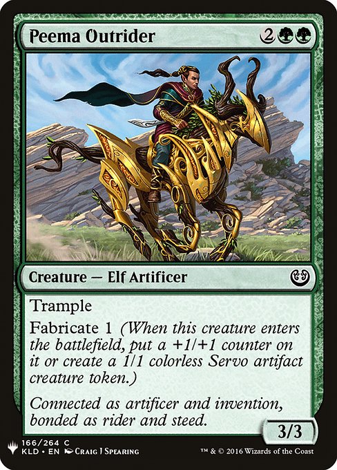 Trample
Fabricate 1 (When this creature enters the battlefield, put a +1/+1 counter on it or create a 1/1 colorless Servo artifact creature token.)