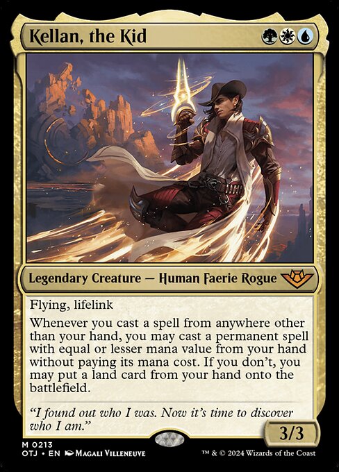 Flying, lifelink
Whenever you cast a spell from anywhere other than your hand, you may cast a permanent spell with equal or lesser mana value from your hand without paying its mana cost. If you don't, you may put a land card from your hand onto the battlefield.