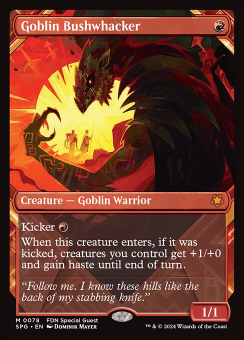 Kicker {R} (You may pay an additional {R} as you cast this spell.)
When this creature enters, if it was kicked, creatures you control get +1/+0 and gain haste until end of turn.
