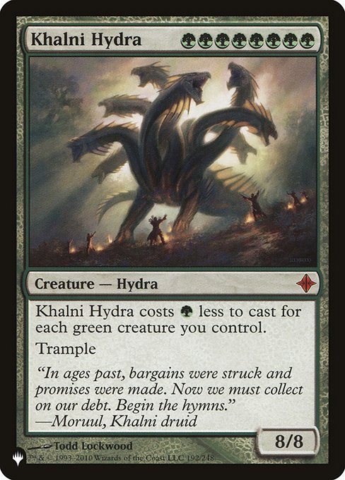 This spell costs {G} less to cast for each green creature you control.
Trample