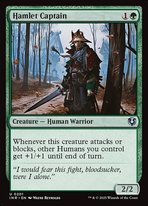 Whenever this creature attacks or blocks, other Humans you control get +1/+1 until end of turn.