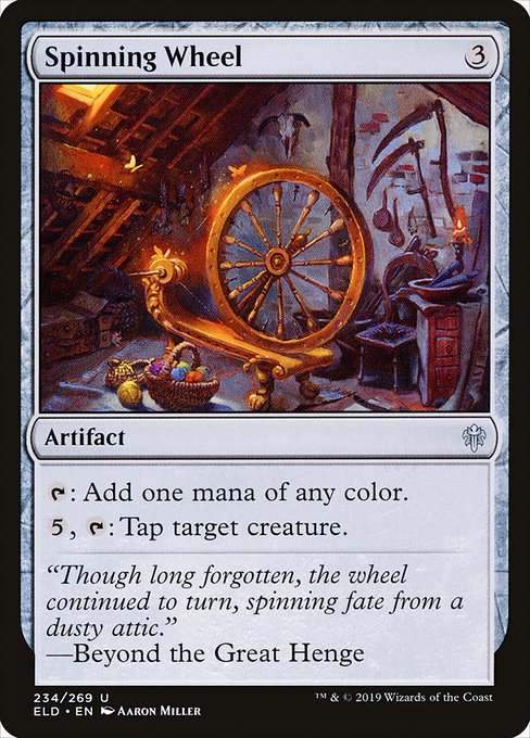 {T}: Add one mana of any color.
{5}, {T}: Tap target creature.